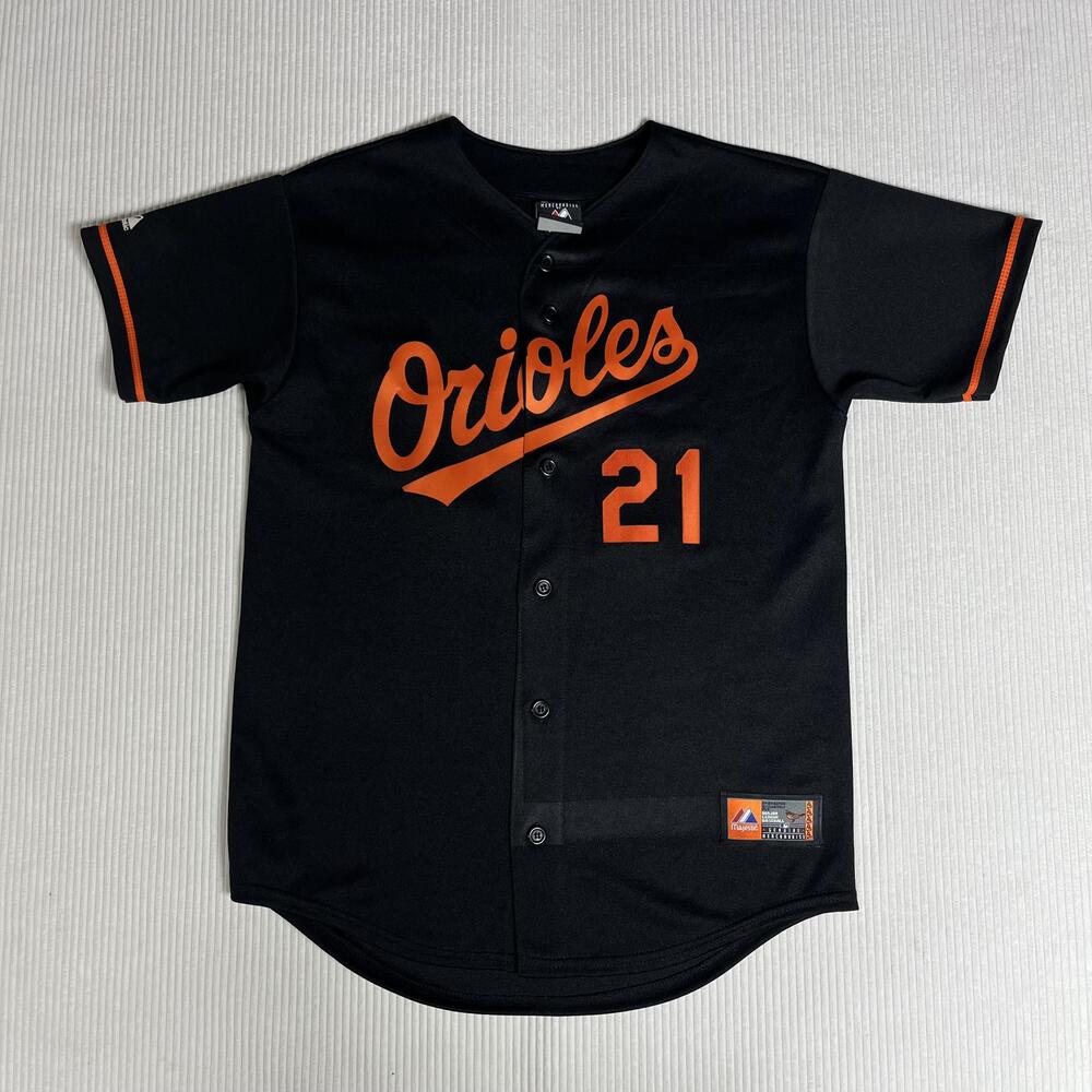 Baltimore Orioles Jersey Women's Large Black MLB Nick Markakis 21 Majestic
